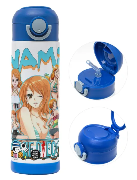 Nami One Piece — Παιδικό παγούρι θερμό, ανοξείδωτο, με καλαμάκι ασφαλείας, ΜΠΛΕ (500ml)