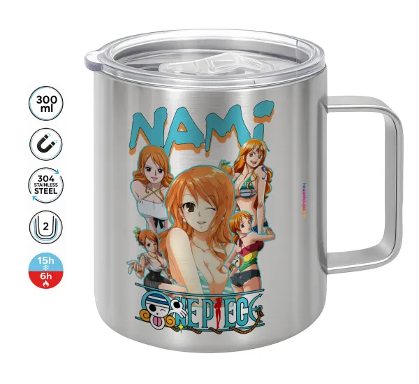 Nami One Piece — Κούπα Ανοξείδωτη διπλού τοιχώματος 300ml με καπάκι διατήρησης θερμοκρασίας