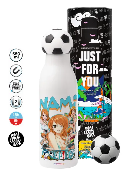 Nami One Piece — Μπάλα ποδοσφαίρου μεταλλικό παγούρι θερμός, διπλού τοιχώματος, 550ml