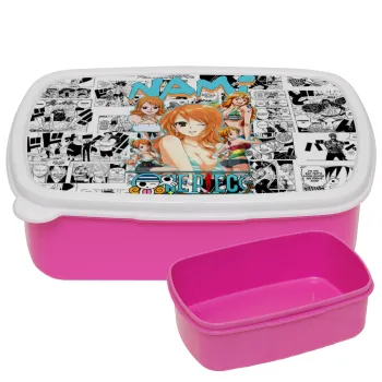 Nami One Piece, ΡΟΖ παιδικό δοχείο φαγητού (lunchbox) πλαστικό (BPA-FREE) Lunch Βox M18 x Π13 x Υ6cm