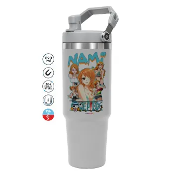 Nami One Piece, ΓΚΡΙ χρώματος Θερμός Ανοξείδωτο 890ml (30oz) με χερούλι