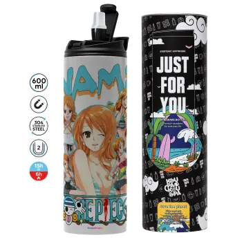 Nami One Piece, Tumbler ποτήρι θερμό ΓΚΡΙ από ανοξείδωτο ατσάλι 600ml