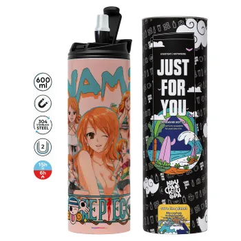 Nami One Piece, Tumbler ποτήρι θερμό ΡΟΖ από ανοξείδωτο ατσάλι 600ml
