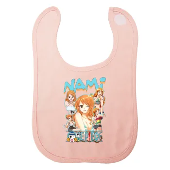 Nami One Piece, Σαλιάρα με Σκρατς ΡΟΖ 100% Organic Cotton (0-18 months)