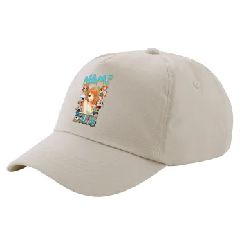 Nami One Piece, Μπεζ (SAND) Πεντάφυλλο Καπέλο Ενηλίκων Βαμβακερό (UNISEX, ONE SIZE)