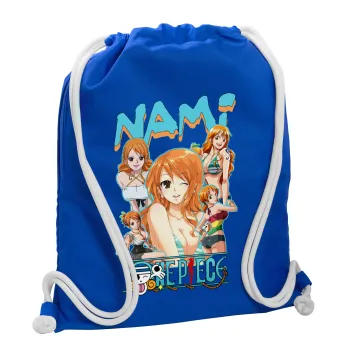 Nami One Piece, Τσάντα πλάτης πουγκί GYMBAG Μπλε, με τσέπη (40x48cm) & χονδρά κορδόνια