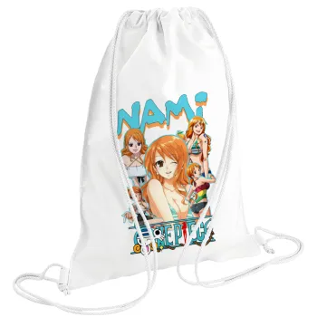 Nami One Piece, Τσάντα πλάτης πουγκί GYMBAG λευκή (28x40cm)