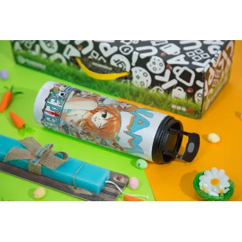 Nami One Piece, Πασχαλινή Λαμπάδα με Travel Tumbler θερμό με διπλό καπάκι (600ml, BPA free) & κερί αρωματικό πλακέ (30cm) (ΤΙΡΚΟΥΑΖ)