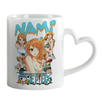 Nami One Piece, Κούπα καρδιά χερούλι λευκή, κεραμική, 330ml