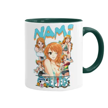 Nami One Piece, Κούπα χρωματιστή πράσινη, κεραμική, 330ml