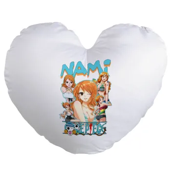 Nami One Piece, Μαξιλάρι καναπέ καρδιά 40x40cm περιέχεται το  γέμισμα