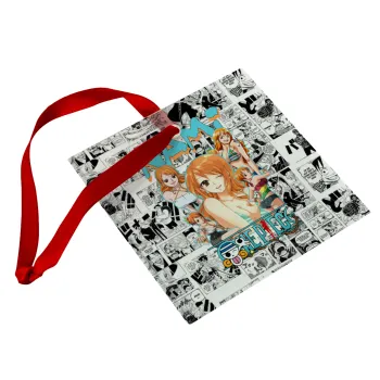 Nami One Piece, Στολίδι Χριστουγεννιάτικο στολίδι γυάλινο τετράγωνο 9x9cm