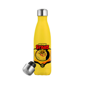 Brawl Stars Byron, Yellow Stainless Steel Metallic Thermos, double-walled, 500ml