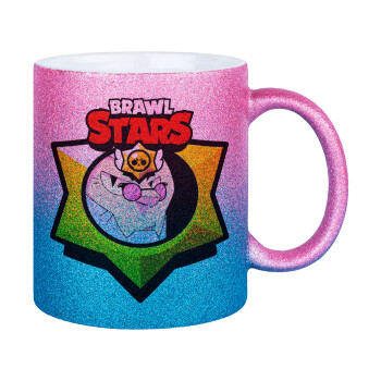 Brawl Stars Byron, Κούπα Χρυσή/Μπλε Glitter, κεραμική, 330ml