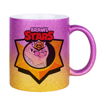 Brawl Stars Byron, Κούπα Χρυσή/Ροζ Glitter, κεραμική, 330ml