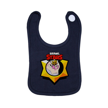 Brawl Stars Byron, Σαλιάρα με Σκρατς 100% Organic Cotton Μπλε (0-18 months)