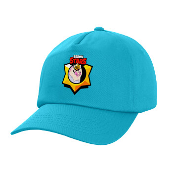 Brawl Stars Byron, Children's Baseball Cap, 100% Cotton Twill, Blue (COTTON, CHILDREN, UNISEX, ONE SIZE)