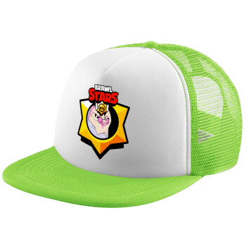 Brawl Stars Byron, Child's Soft Trucker Hat with Green/White Mesh (POLYESTER, CHILDREN'S, ONE SIZE)