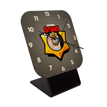 Brawl Stars Byron, Quartz Table clock in natural wood (10cm)