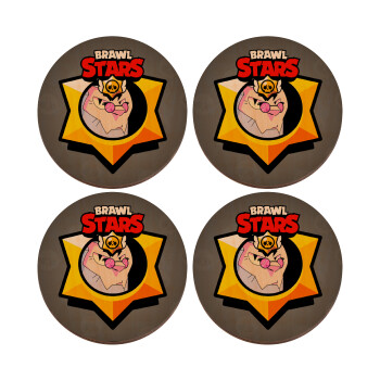 Brawl Stars Byron, ΣΕΤ x4 Σουβέρ ξύλινα στρογγυλά plywood (9cm)
