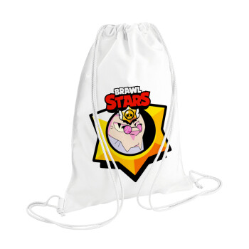 Brawl Stars Byron, Τσάντα πλάτης πουγκί GYMBAG λευκή (28x40cm)