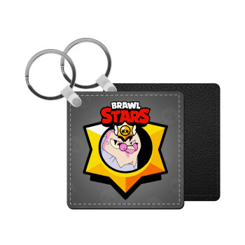 Brawl Stars Byron, Μπρελόκ Δερματίνη, τετράγωνο ΜΑΥΡΟ (5x5cm)