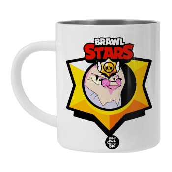 Brawl Stars Byron, BIG Mug Stainless steel double wall (450ml, White)