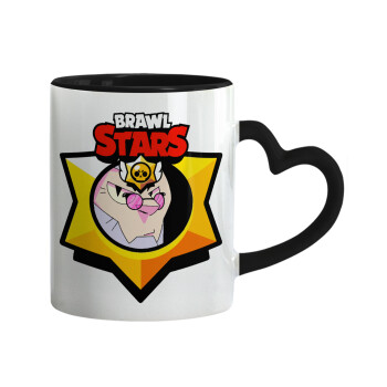 Brawl Stars Byron, Κούπα καρδιά χερούλι μαύρη, κεραμική, 330ml