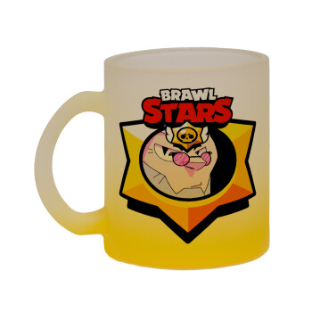 Brawl Stars Byron, Κούπα γυάλινη δίχρωμη με βάση το κίτρινο ματ, 330ml
