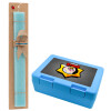 Easter Set, children's snack container BLUE & Easter aromatic flat candle (30cm) (TURQUOISE)
