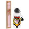 Easter Set, metallic aluminum bottle (500ml) & aromatic flat Easter candle (30cm) (PINK)