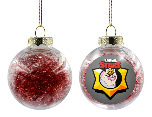 Brawl Stars Byron — Transparent Christmas tree ball ornament with red filling 8cm