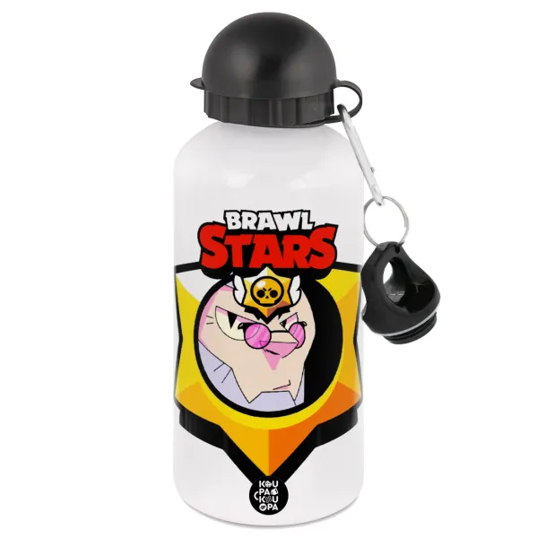 Brawl Stars Byron — Metal water bottle, White, aluminum 500ml