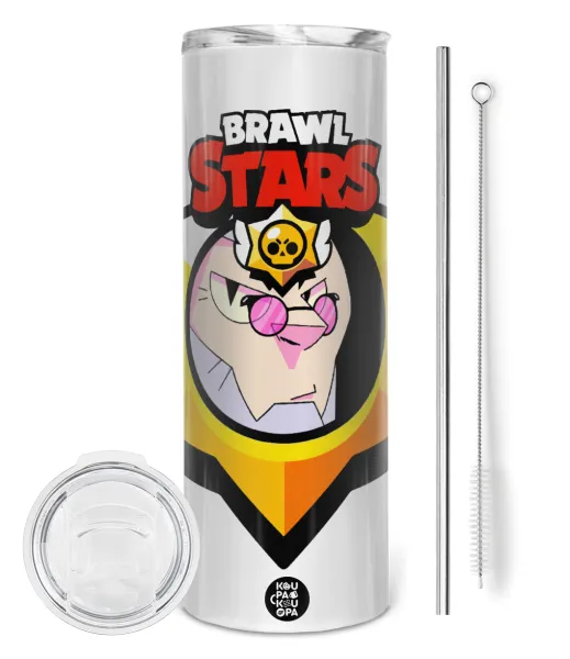 Brawl Stars Byron — Tumbler stainless steel 600ml, with metal straw & cleaning brush