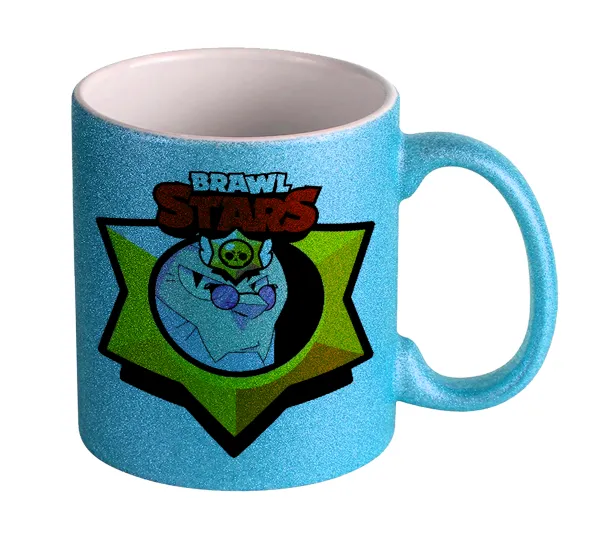 Brawl Stars Byron — Light blue glitter mug that sparkles, ceramic, 330ml