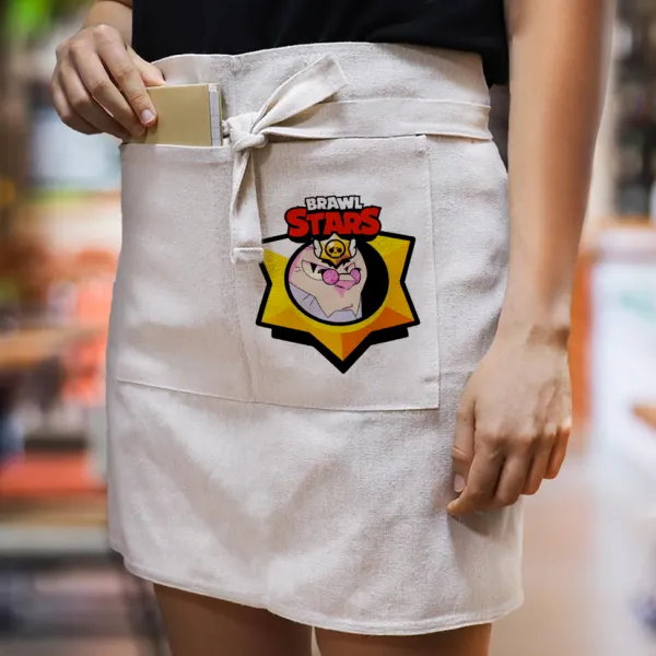 Brawl Stars Byron — Waist apron with double pocket, barista/bartender, beige