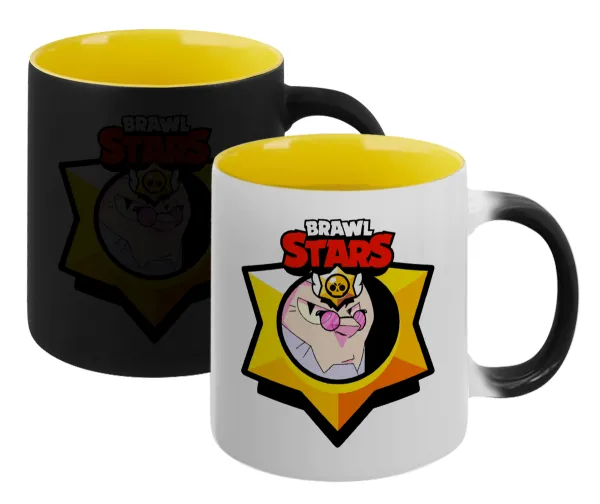 Brawl Stars Byron — Magic mug with yellow interior, ceramic, 330ml, changes colour with hot drinks