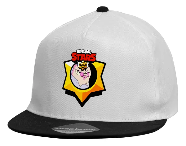 Brawl Stars Byron — Child's Flat Snapback Hat, White (100% COTTON, CHILDREN'S, UNISEX, ONE SIZE)