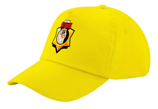 Brawl Stars Byron — Child's Baseball Cap, 100% Cotton Twill, Yellow (COTTON, CHILD, UNISEX, ONE SIZE)