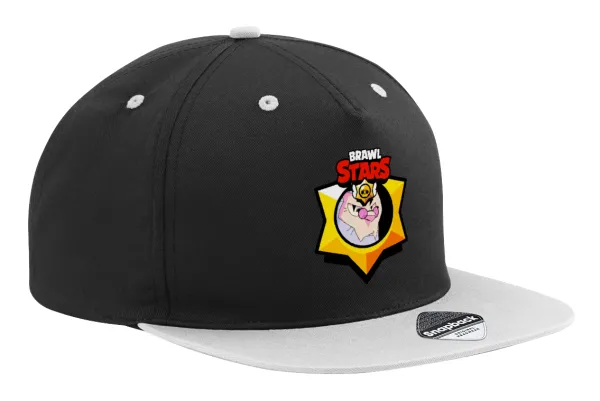 Brawl Stars Byron — Adult Flat Snapback Hat Black/Grey, (100% COTTON TWILL, ADULT, UNISEX, ONE SIZE)