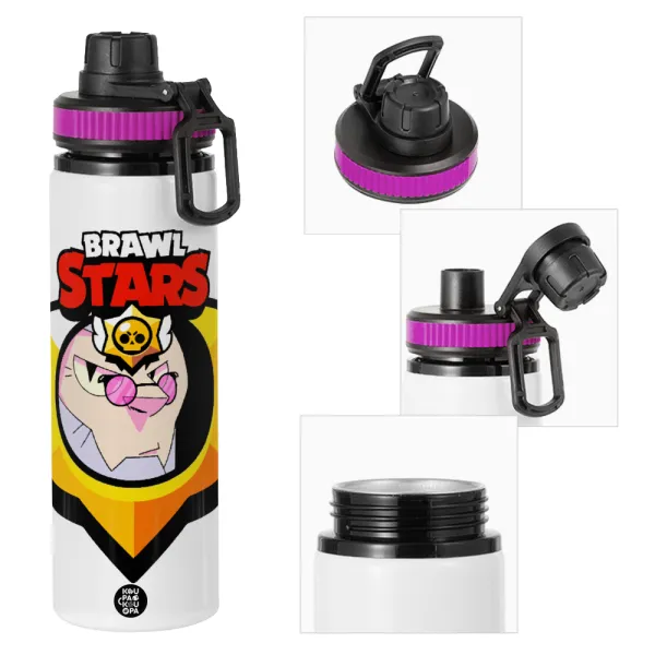 Brawl Stars Byron — Metallic water bottle with safety lid, 850ml aluminum