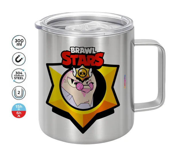 Brawl Stars Byron — Double-walled stainless steel mug 300ml with temperature-retaining lid