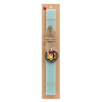 Brawl Stars Byron, Easter Set, wooden keychain & aromatic flat Easter candle (30cm) (TURQUOISE)