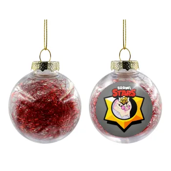 Brawl Stars Byron, Transparent Christmas tree ball ornament with red filling 8cm