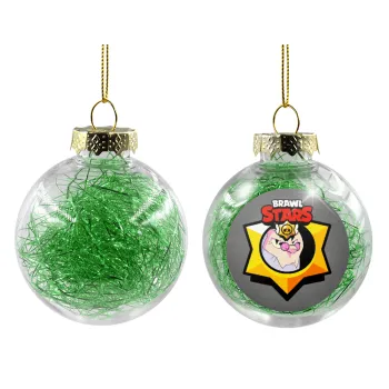 Brawl Stars Byron, Transparent Christmas tree ball ornament with green filling 8cm