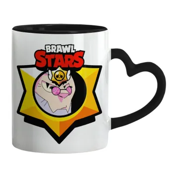 Brawl Stars Byron, Mug heart black handle, ceramic, 330ml