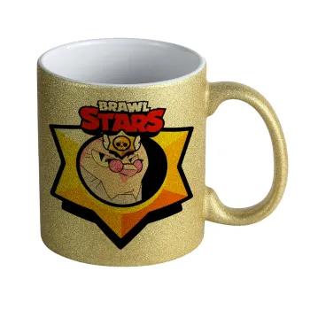 Brawl Stars Byron, Κούπα Χρυσή Glitter που γυαλίζει, κεραμική, 330ml