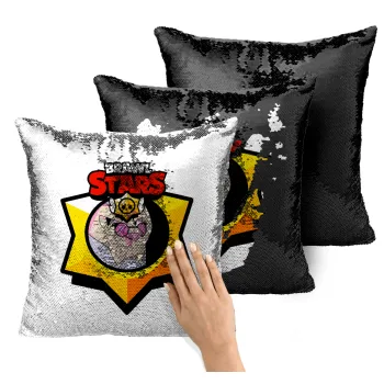 Brawl Stars Byron, Μαξιλάρι καναπέ Μαγικό Μαύρο με πούλιες 40x40cm περιέχεται το γέμισμα