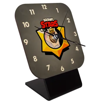 Brawl Stars Byron, Quartz Table clock in natural wood (10cm)