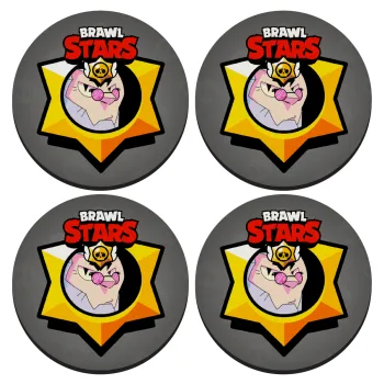 Brawl Stars Byron, SET of 4 round wooden coasters (9cm)